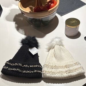 Time and Tru Black Knit Beanie with Pom Pom